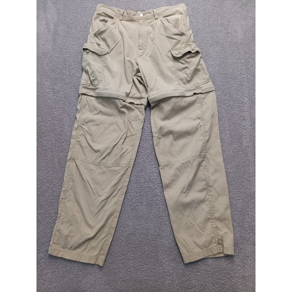 REI Men's Convertible Cargo‎ Hiking Pants 36 Long Zip-Off Quick Dry Khaki